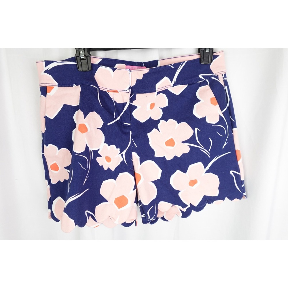 Isaac Mizrahi‎ Floral Scallop Hem Shorts Size 8 Pink Navy